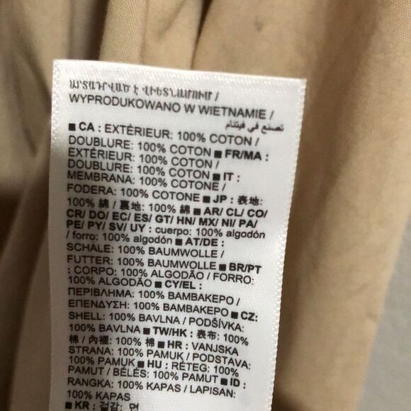 Gap Size L Tall Balloon Sleeve Mini Dress in Sand Khaki Tan Buttons Tie Waist - Picture 7 of 7